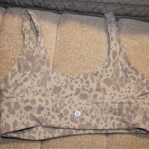Lululemon Align Sports Bra in Cheetah Camo Antique White, size 10.